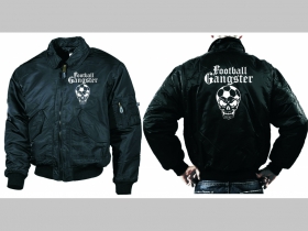 Football Gangster  čierna zimná letecká bunda BOMBER Winter Jacket s límcom, typ CWU z pevného materiálu s masívnym zipsom na zapínanie 100%nylón, čiastočne vodeodolná